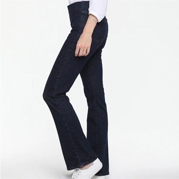 NWT NYDJ size 12 - 16 black pull on stretch jeans bootcut, elastic waistband - Picture 2 of 11